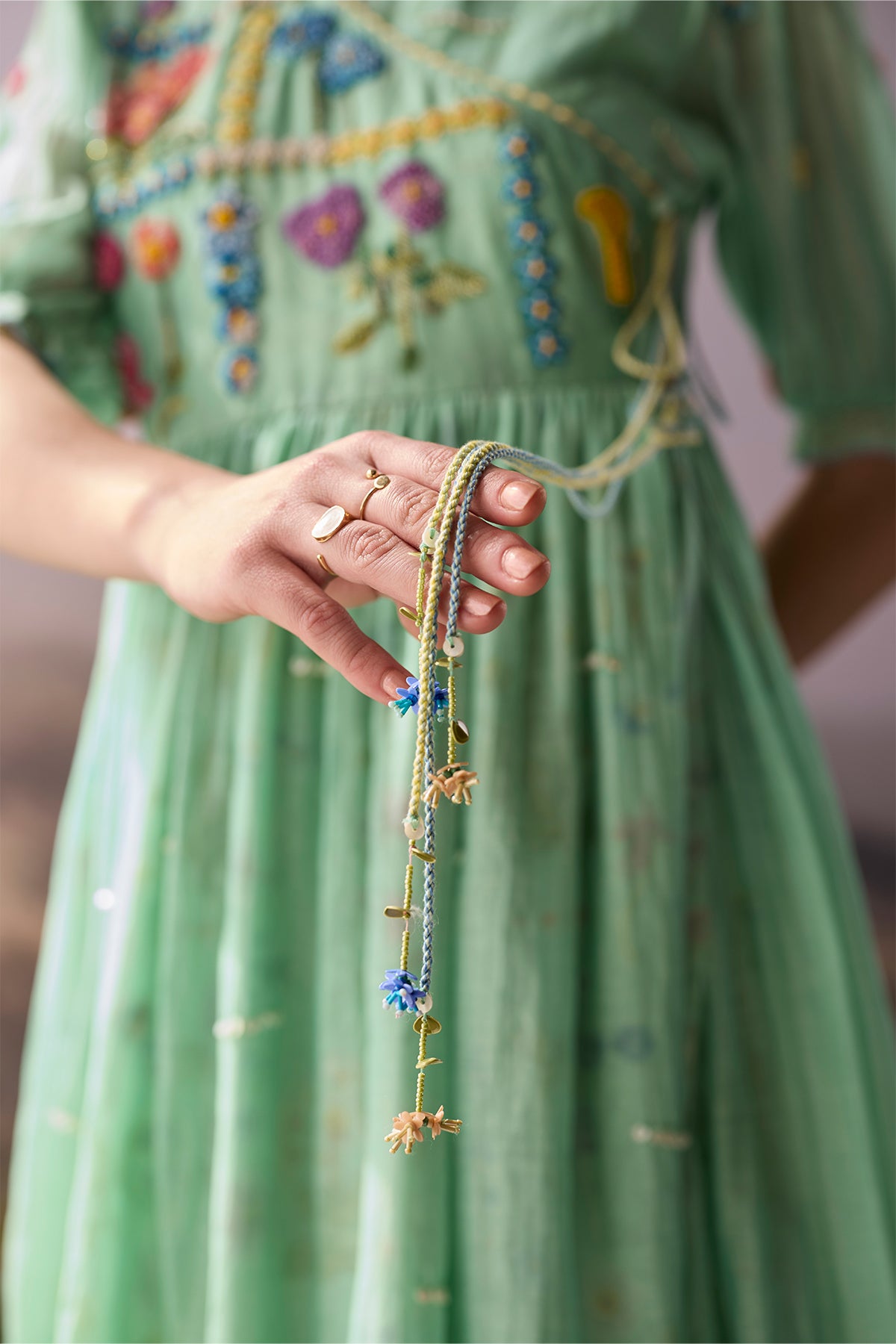 Seaglass Beaded Wrap Dress