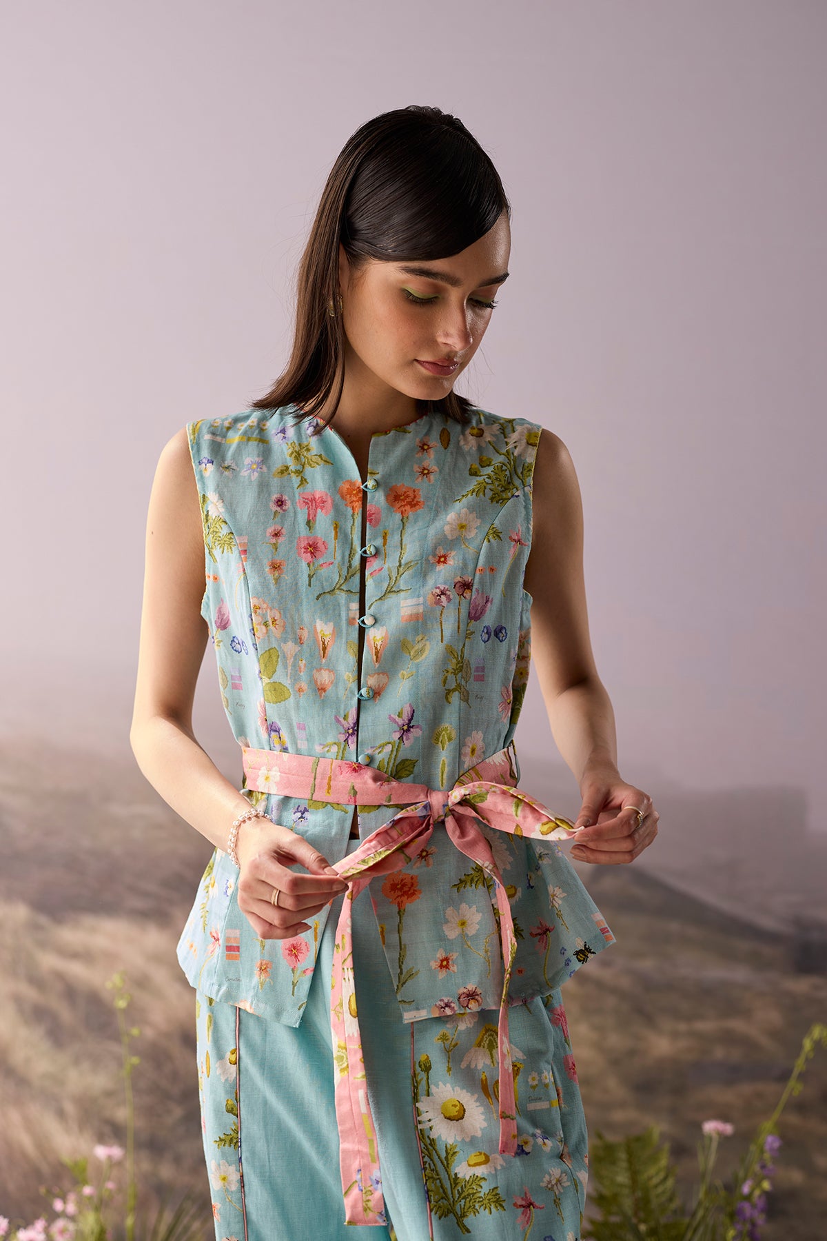 Azure Floral Waistcoat