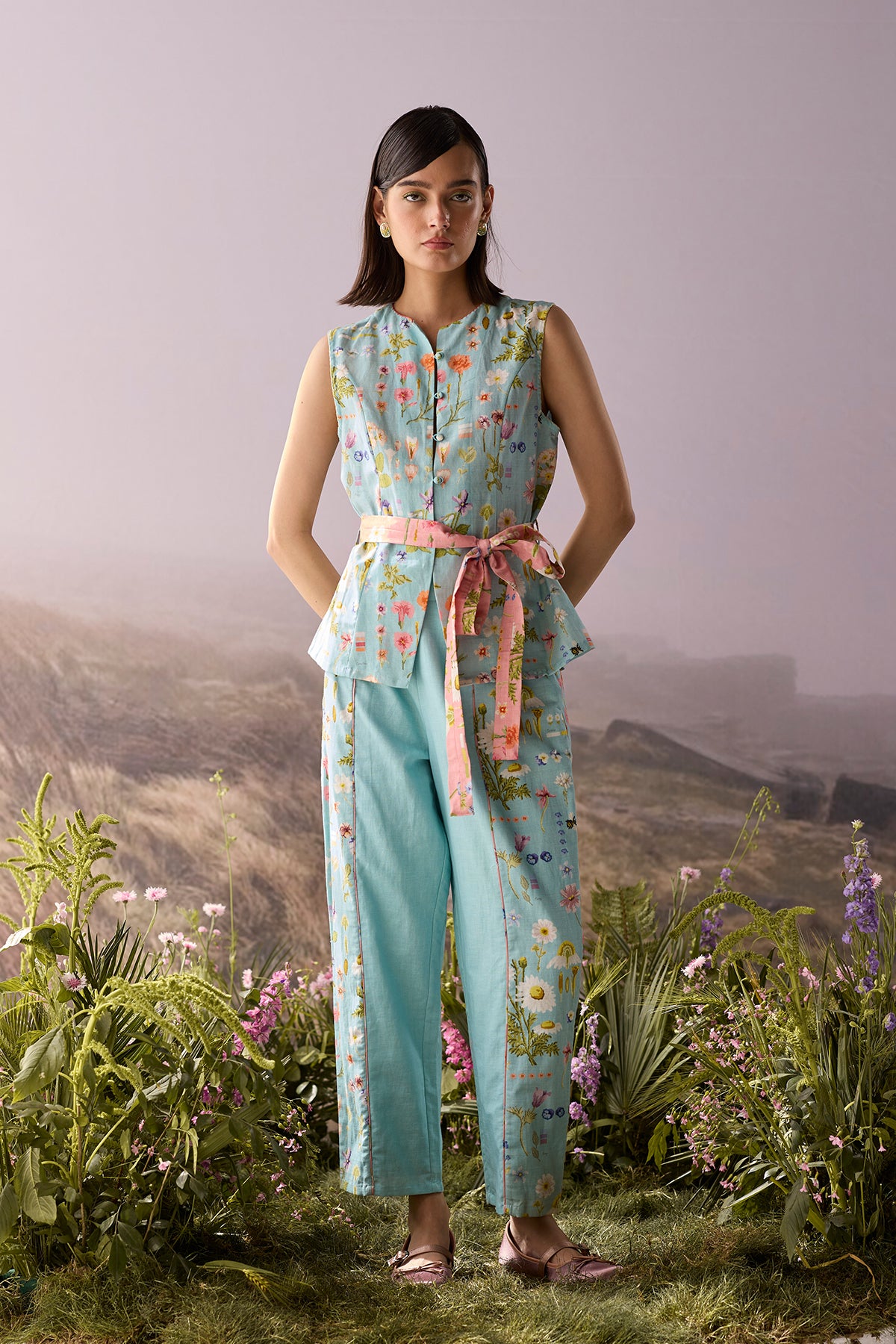 Azure Floral Waistcoat