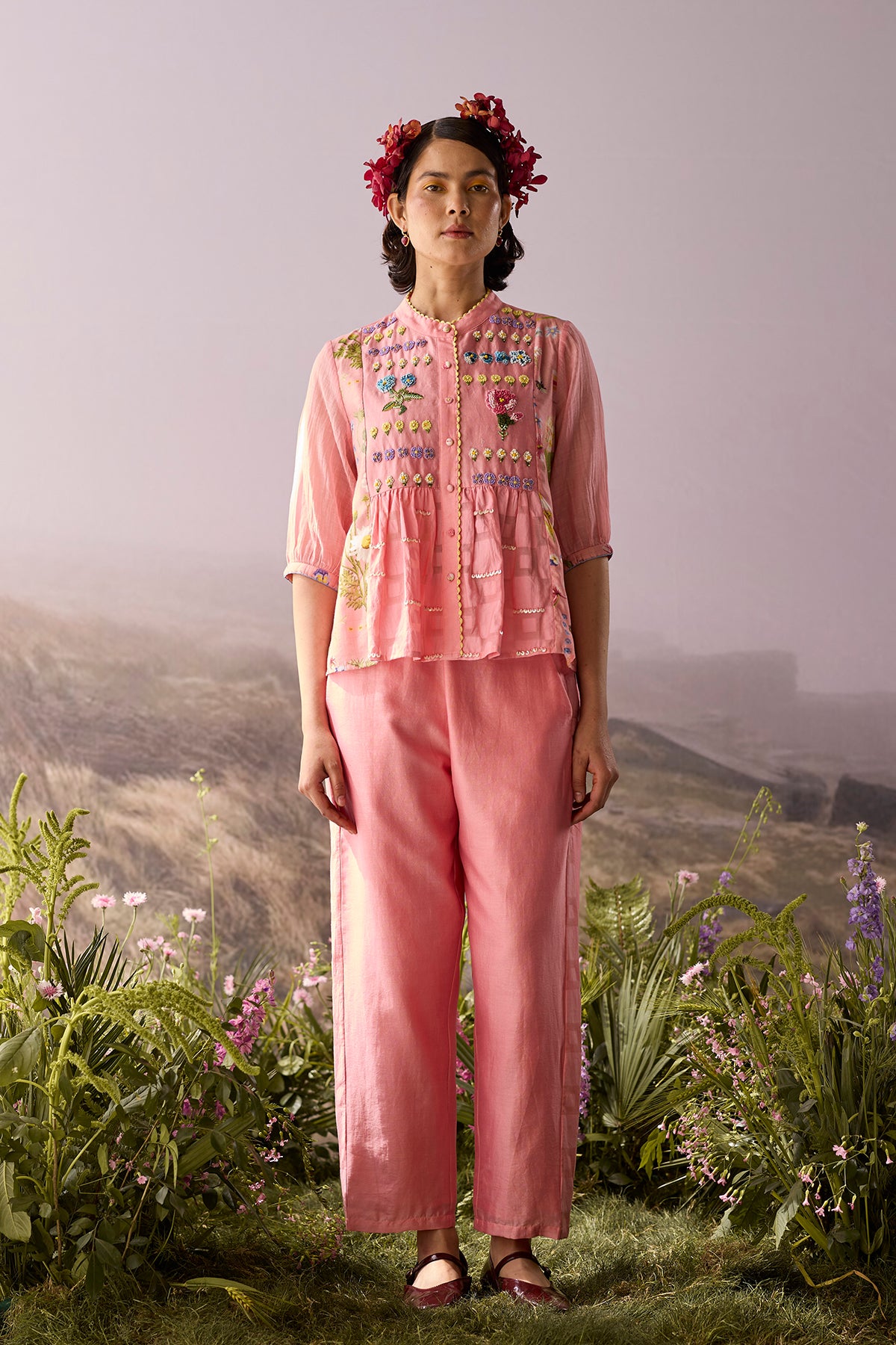 Rose Floral Beaded Shirt