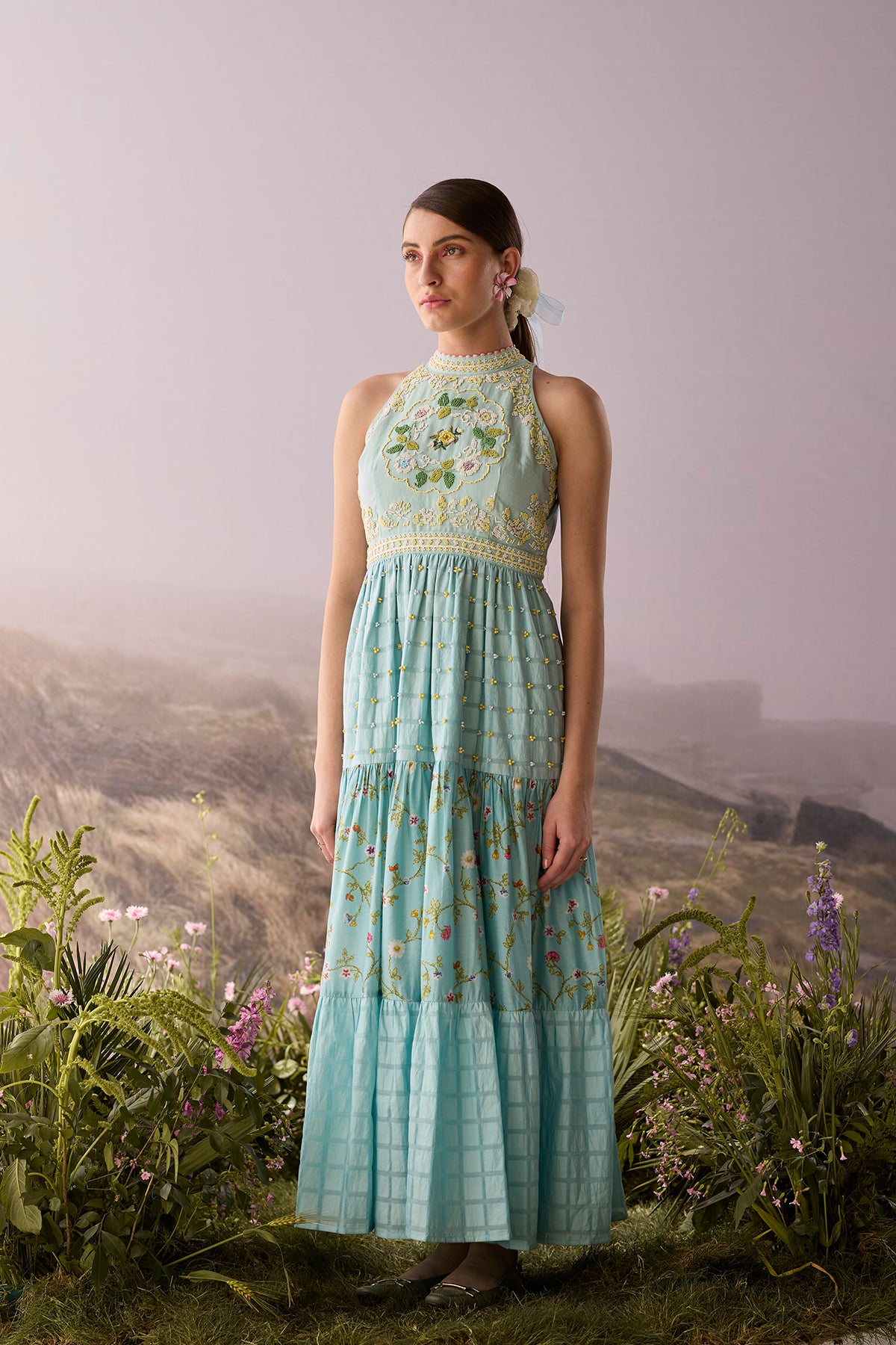Azure Halter Neck Dress