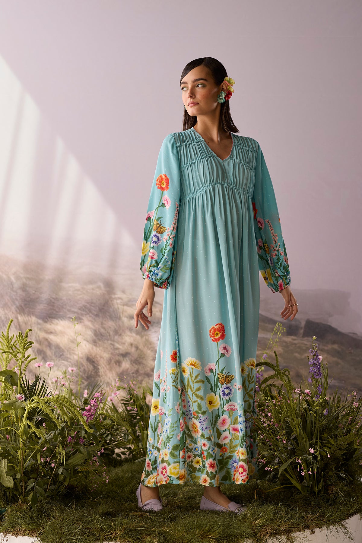 Azure Printed Dress