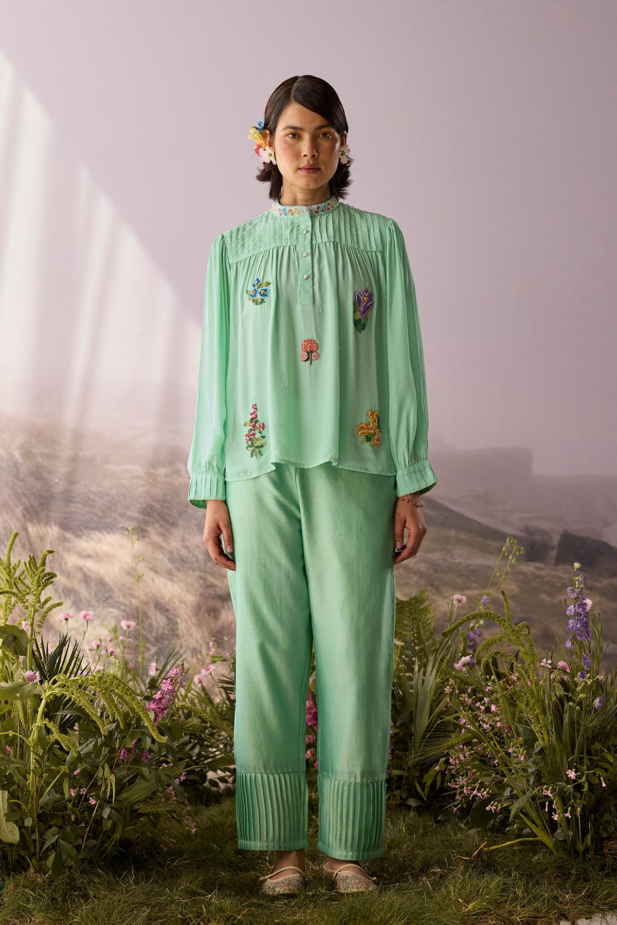 Seaglass Pintuck Top