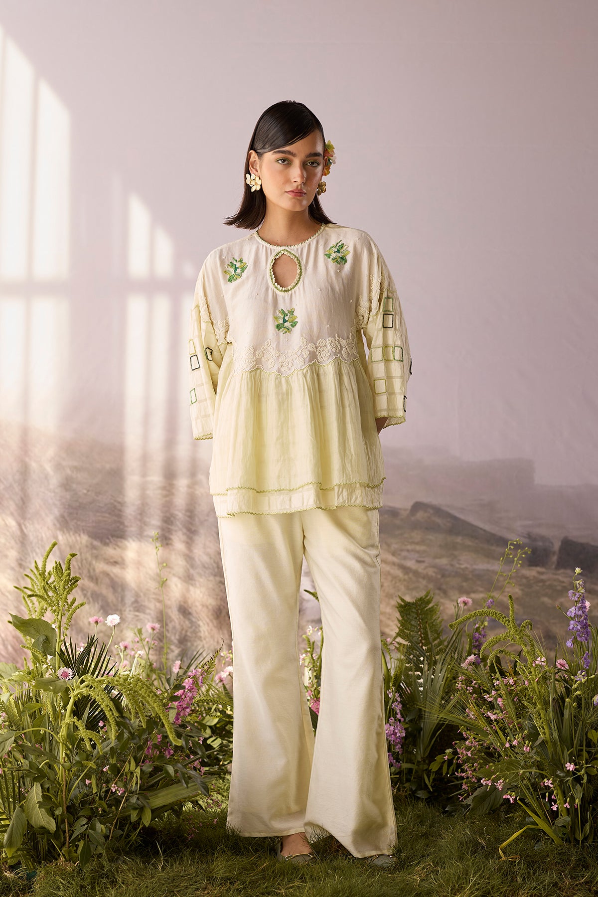 Moonlight Floral Gathered Top