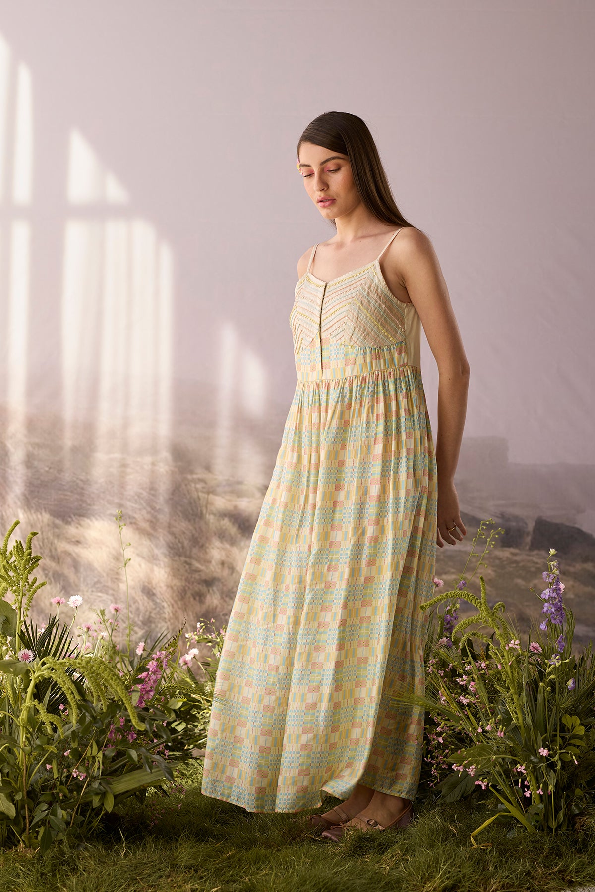 Moonlight Checkered Maxi Dress