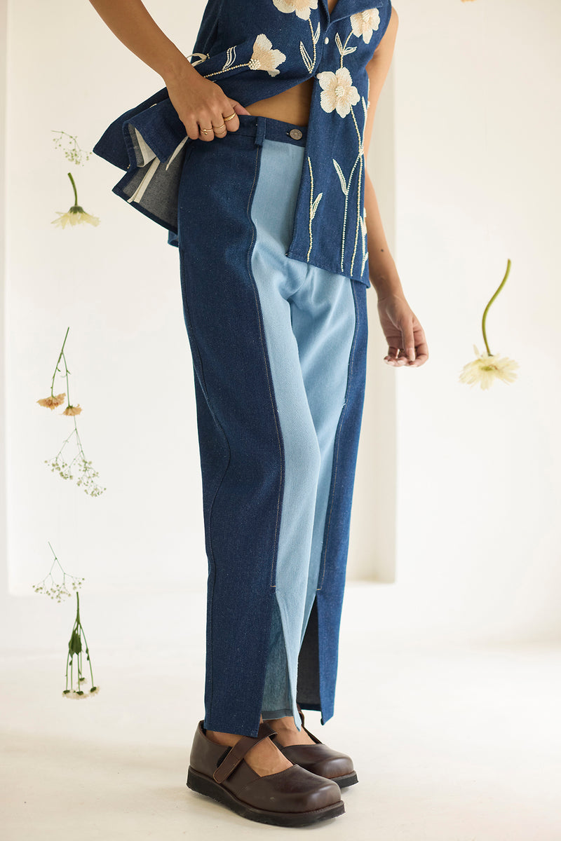 Panelled Denim Pants