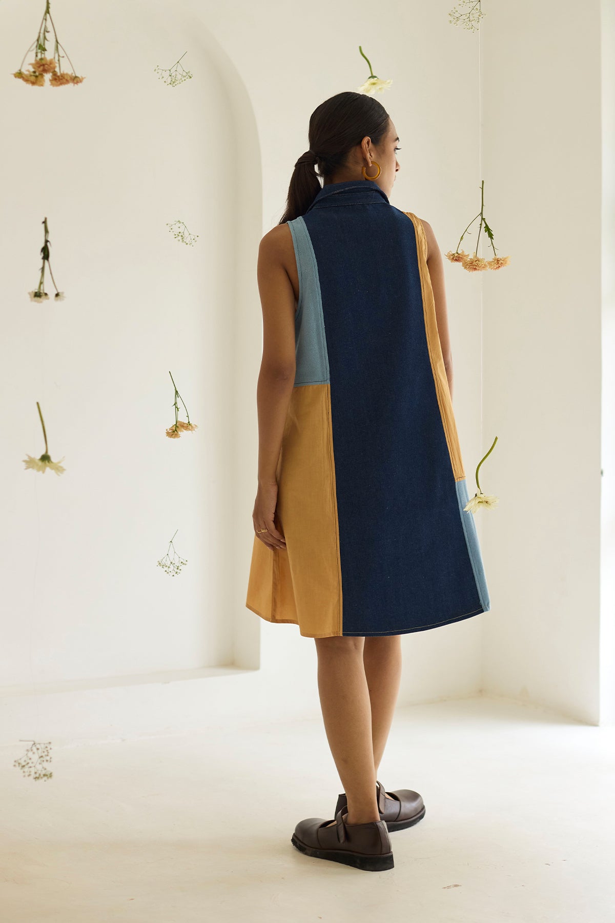 Navy Blue Panelled Dress