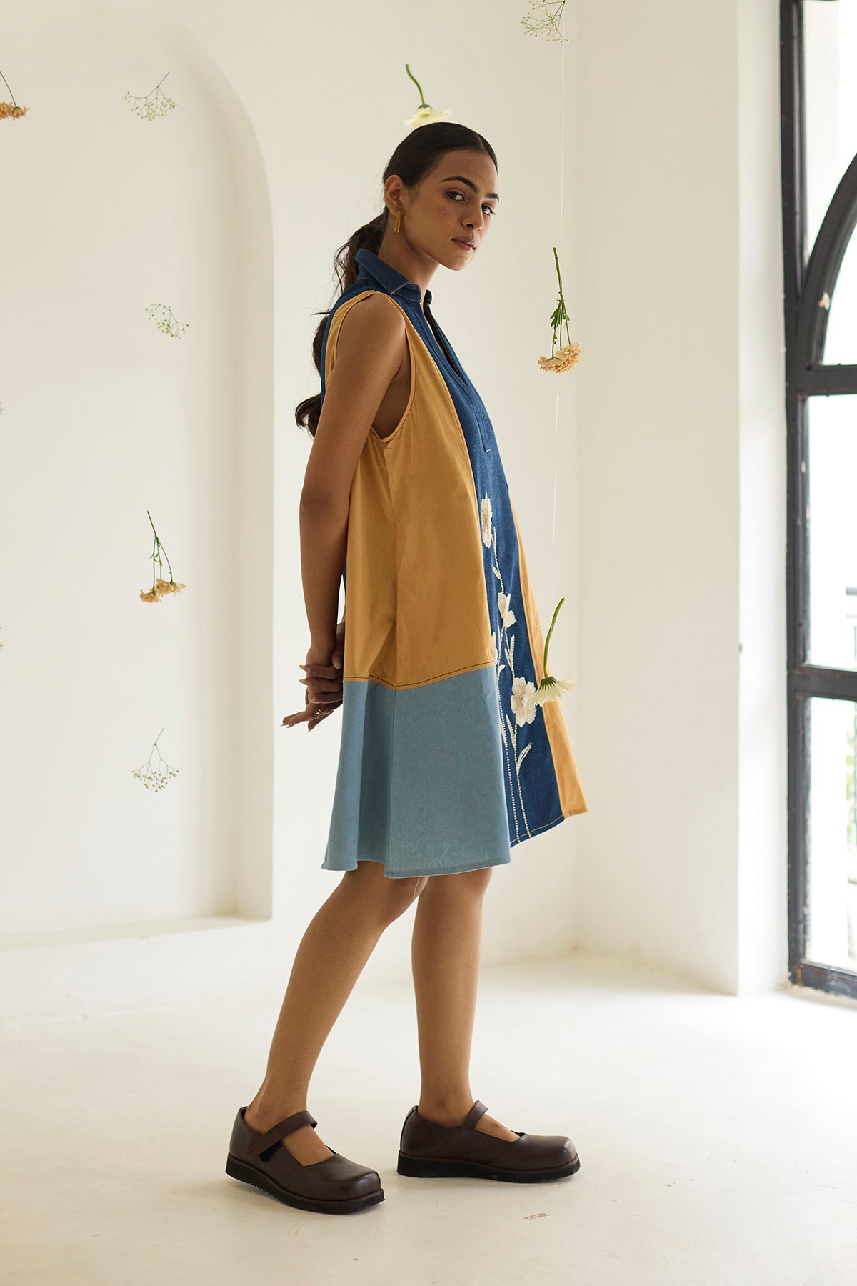 Navy Blue Panelled Dress