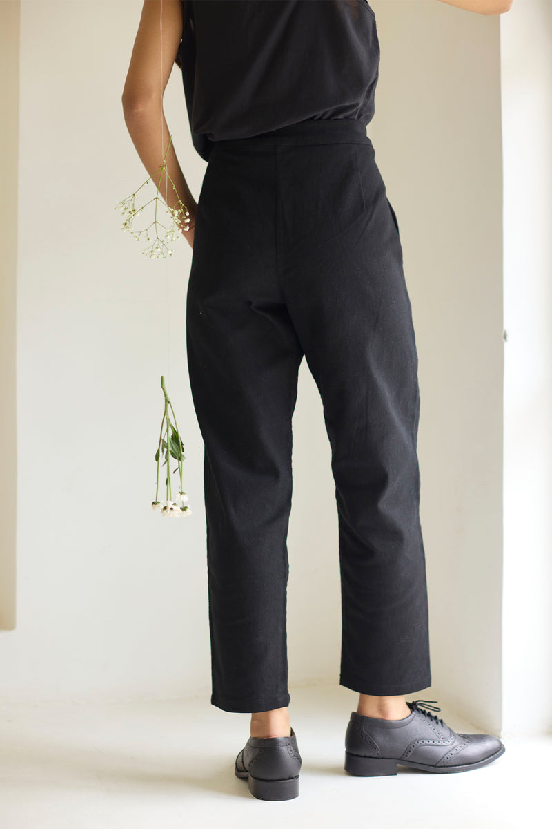 Black Denim Straight Pants