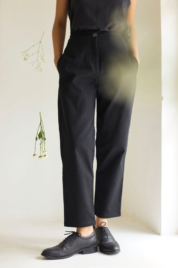 Black Denim Straight Pants