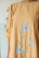 Sand Floral Denim Dress