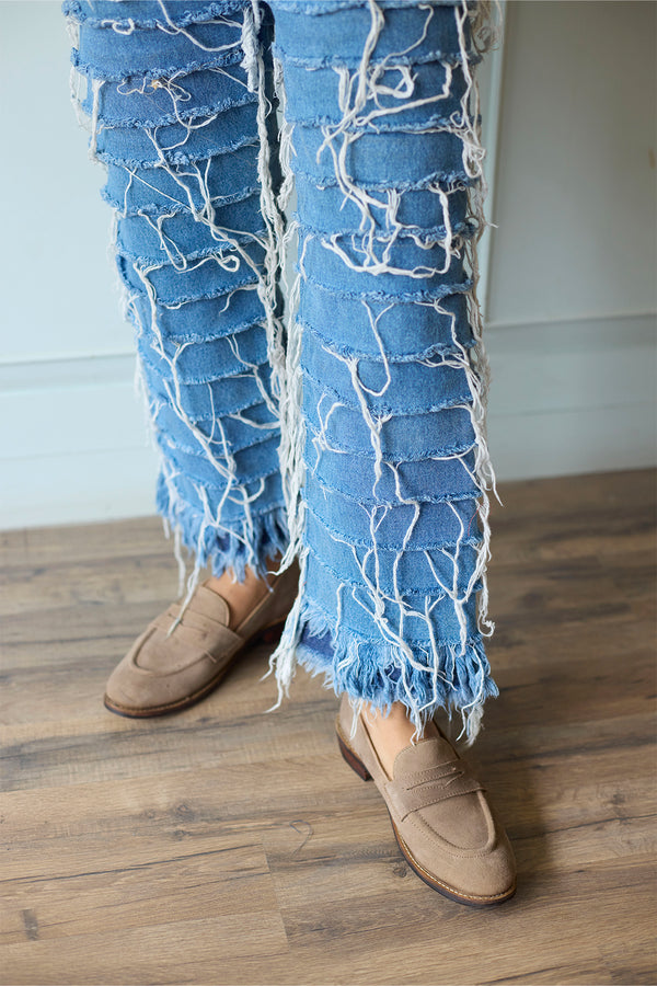 Denim Shredded Pants