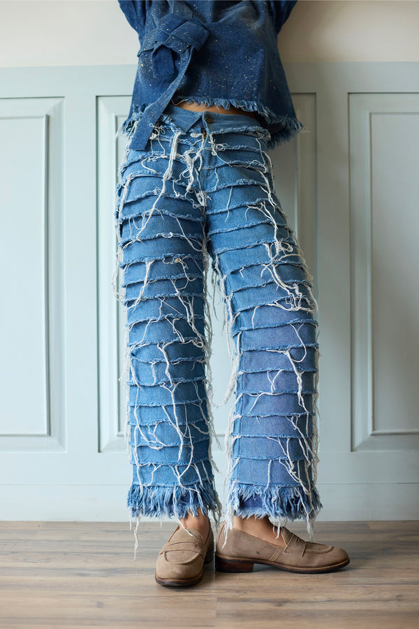 Denim Shredded Pants