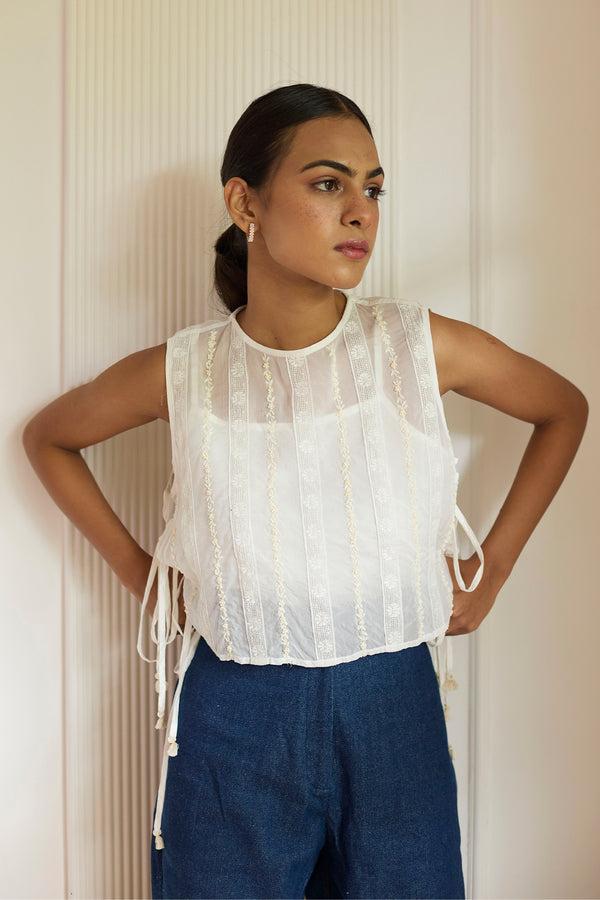 White Beaded Top