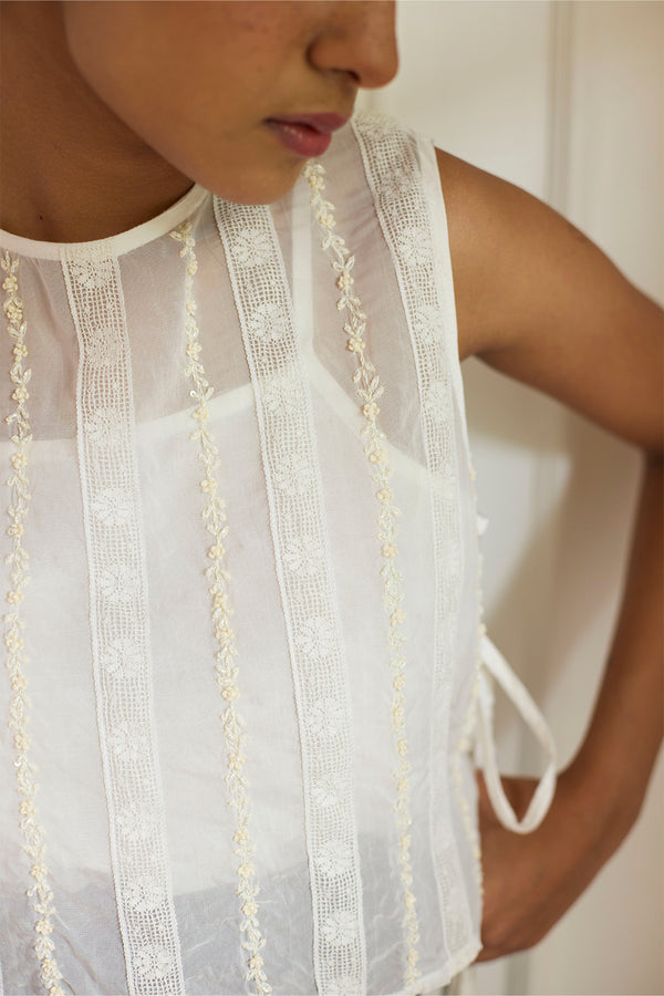 White Beaded Top