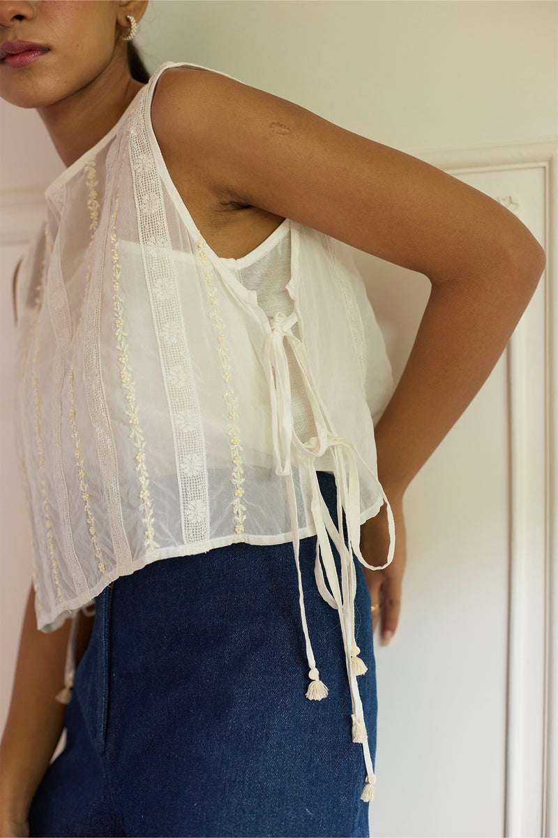 White Beaded Top