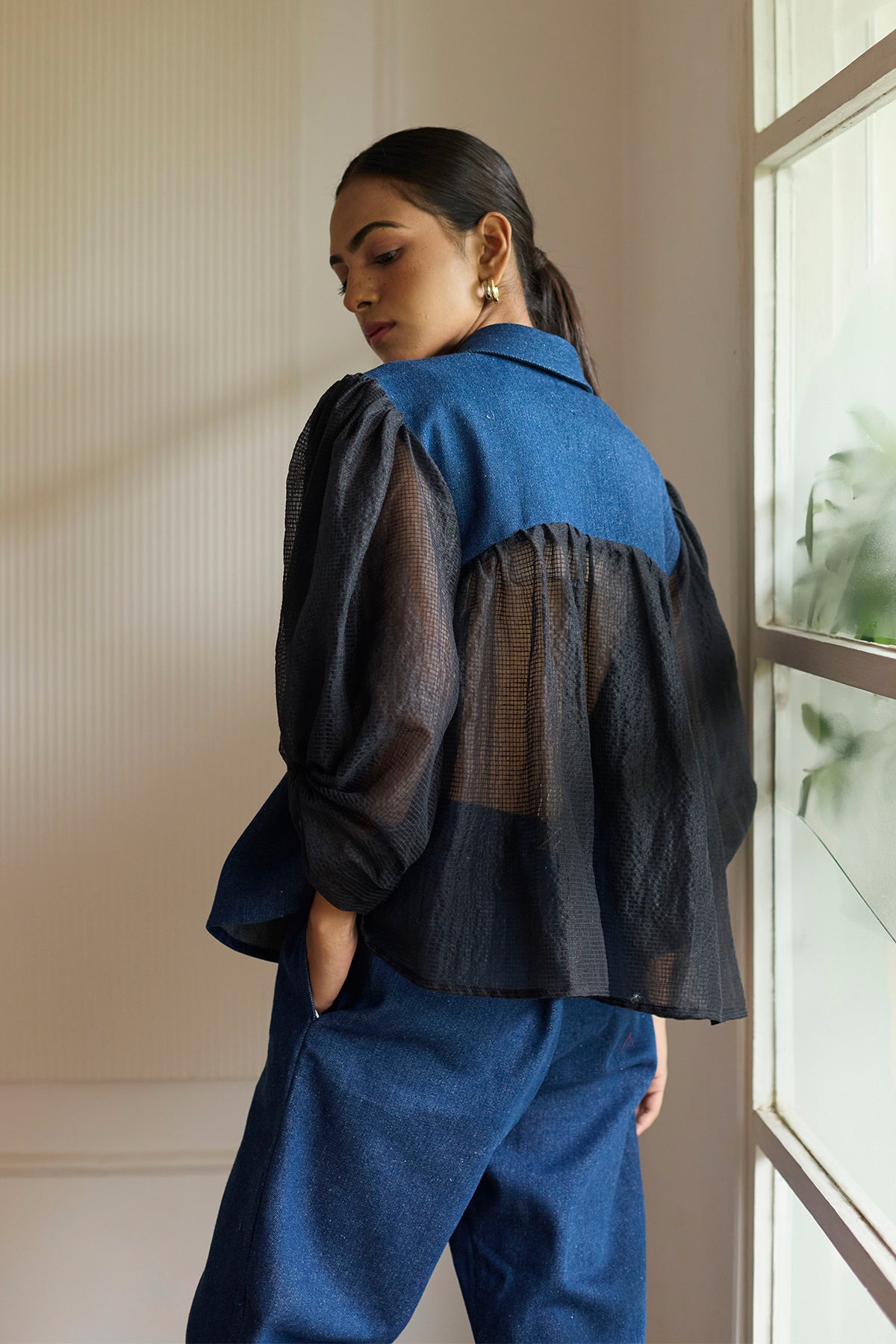 Denim Organza Shirt