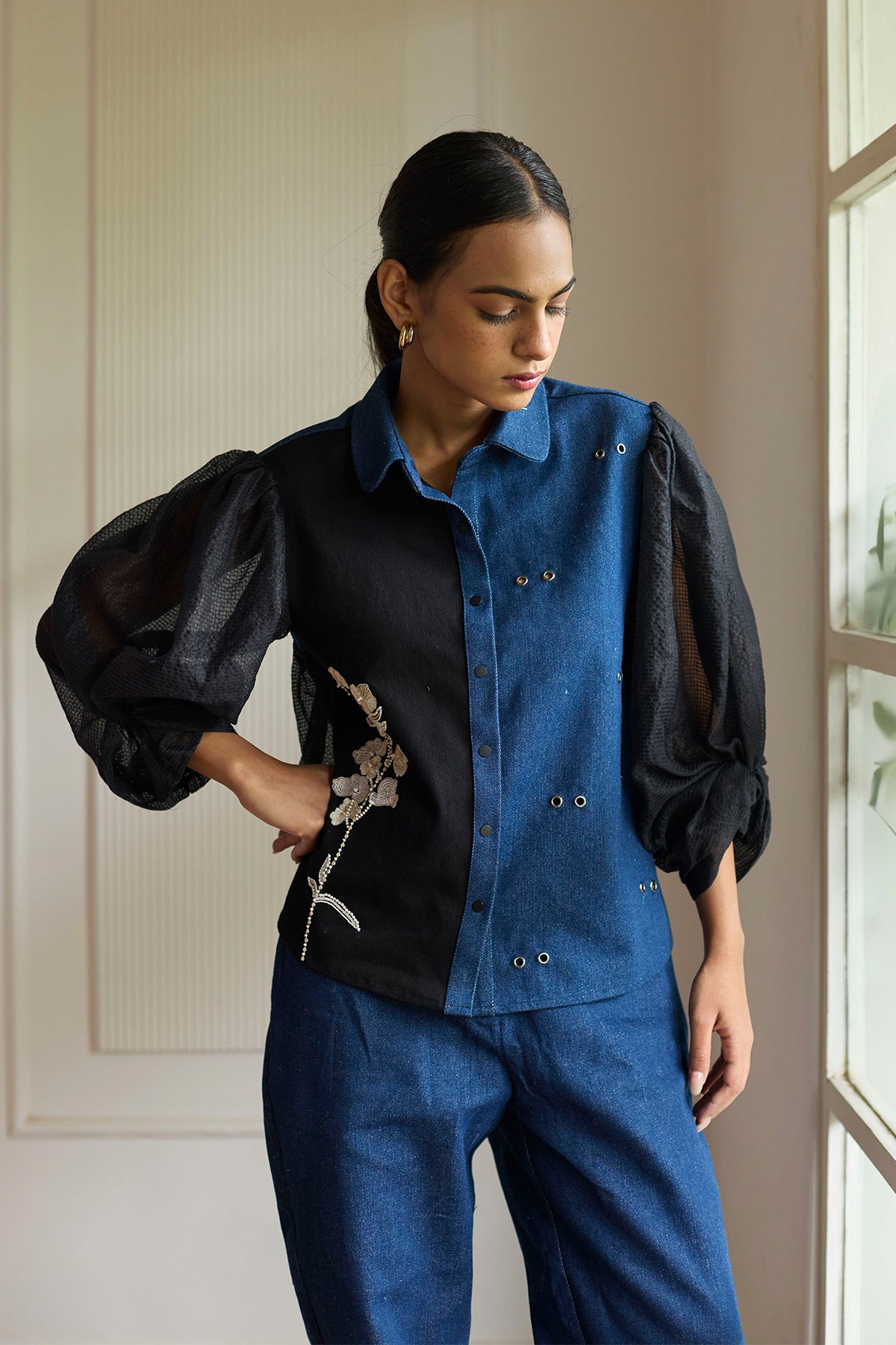 Denim Organza Shirt