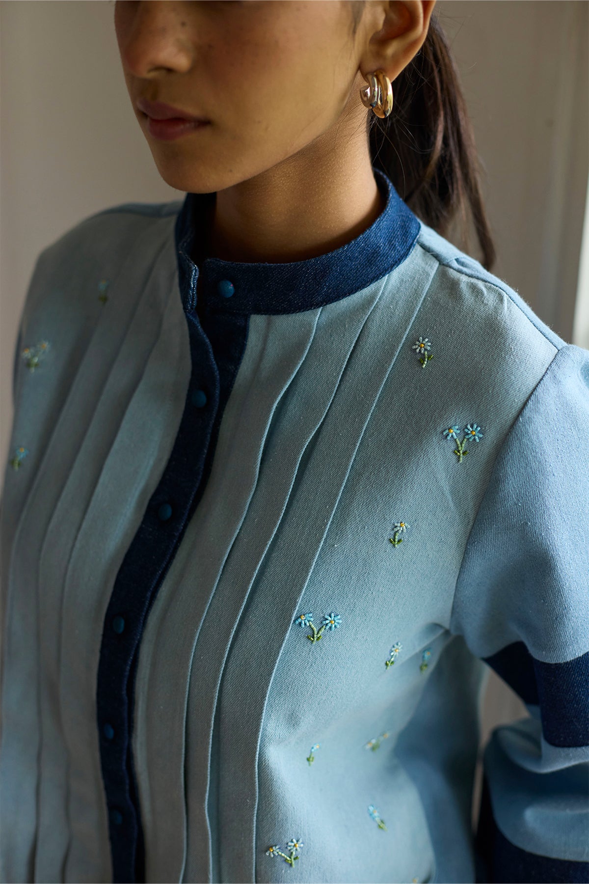 Soft Blue Pintuck Shirt