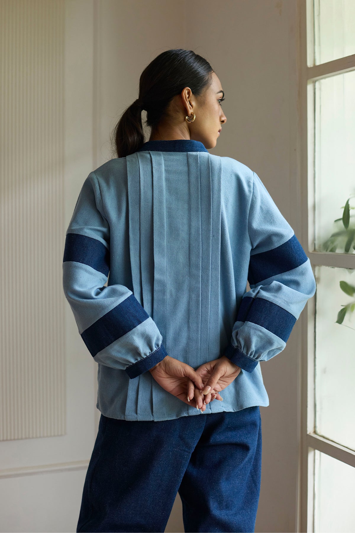Soft Blue Pintuck Shirt