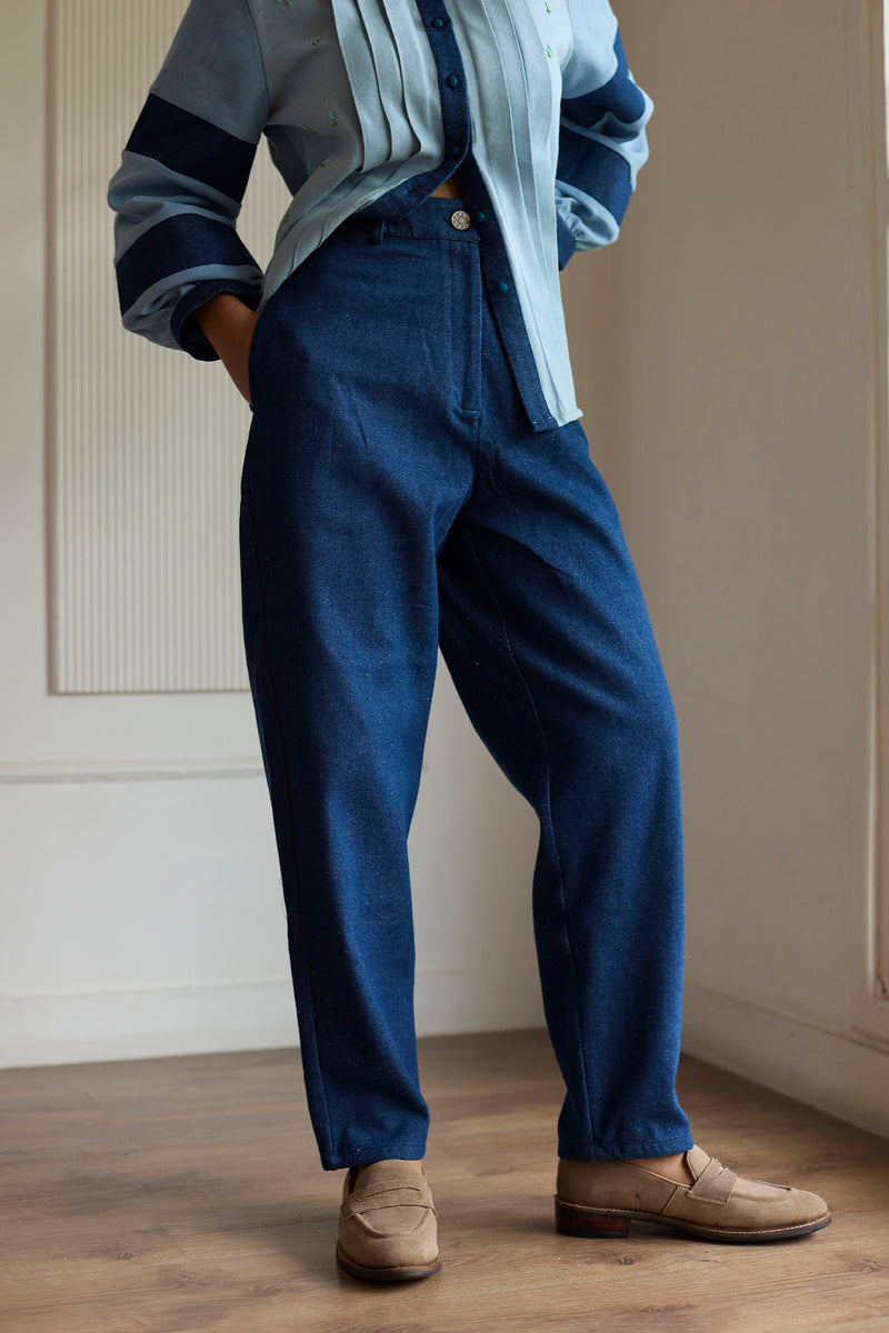 Navy Blue Denim Pants