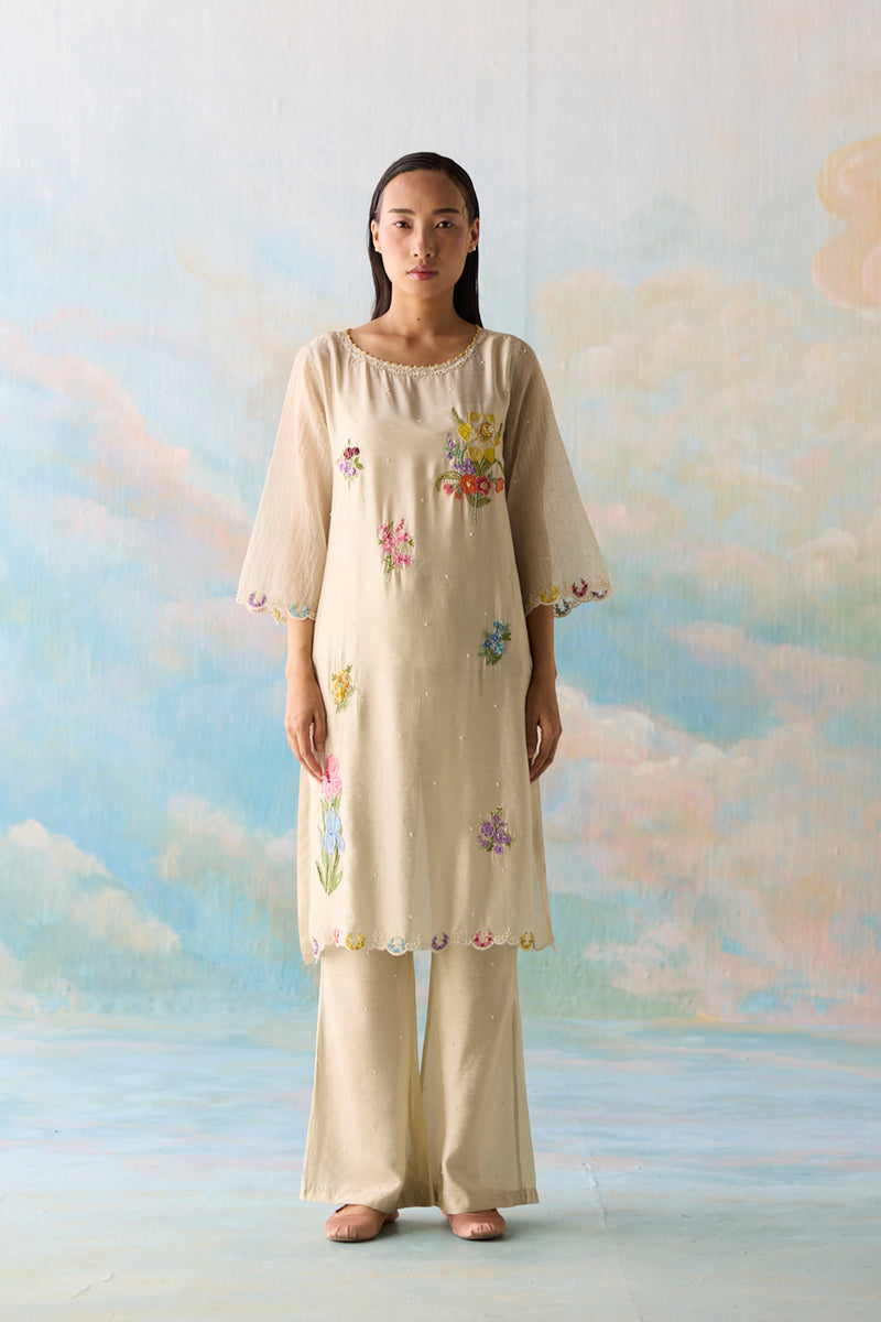 Ash Emboidered Kurta