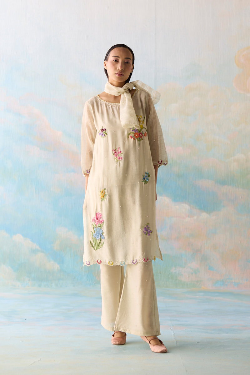 Ash Emboidered Kurta