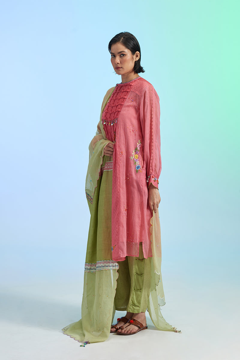 Chuski Embroidered Yoke Kurta Set