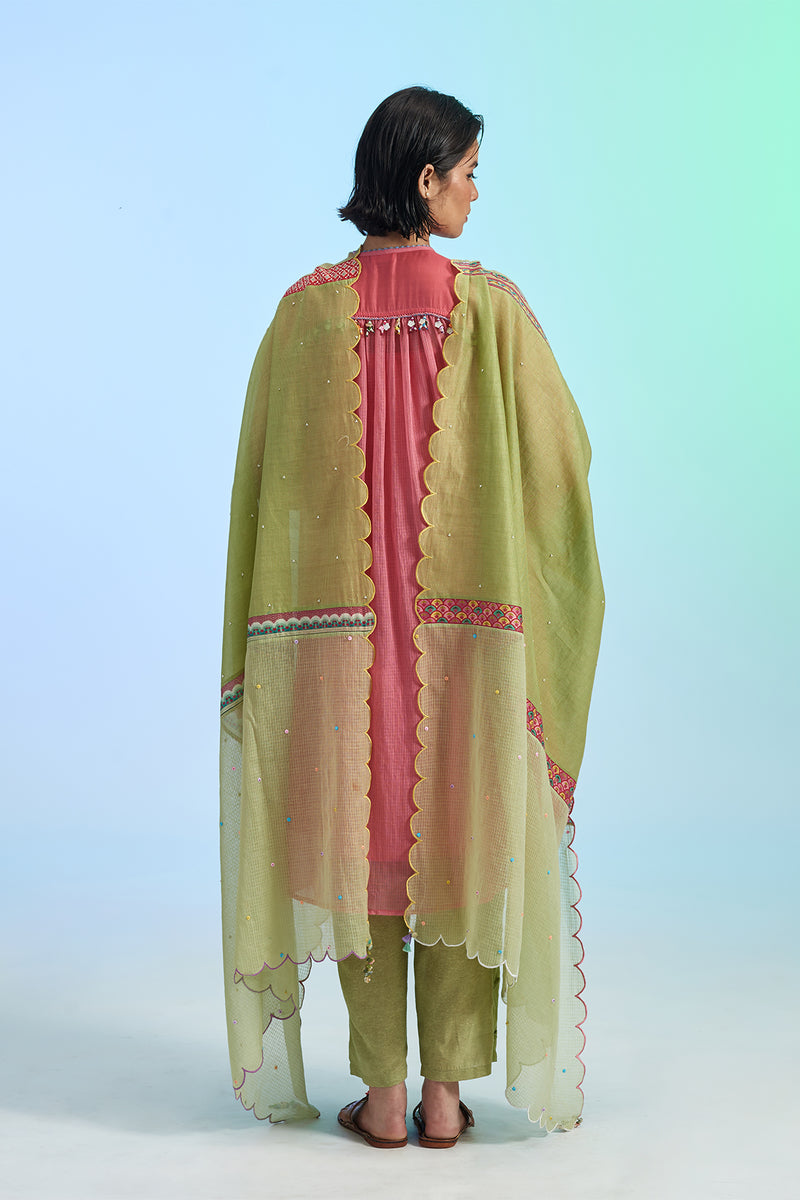 Chuski Embroidered Yoke Kurta Set