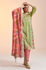 Panna Pintuck Yoke Kurta Set