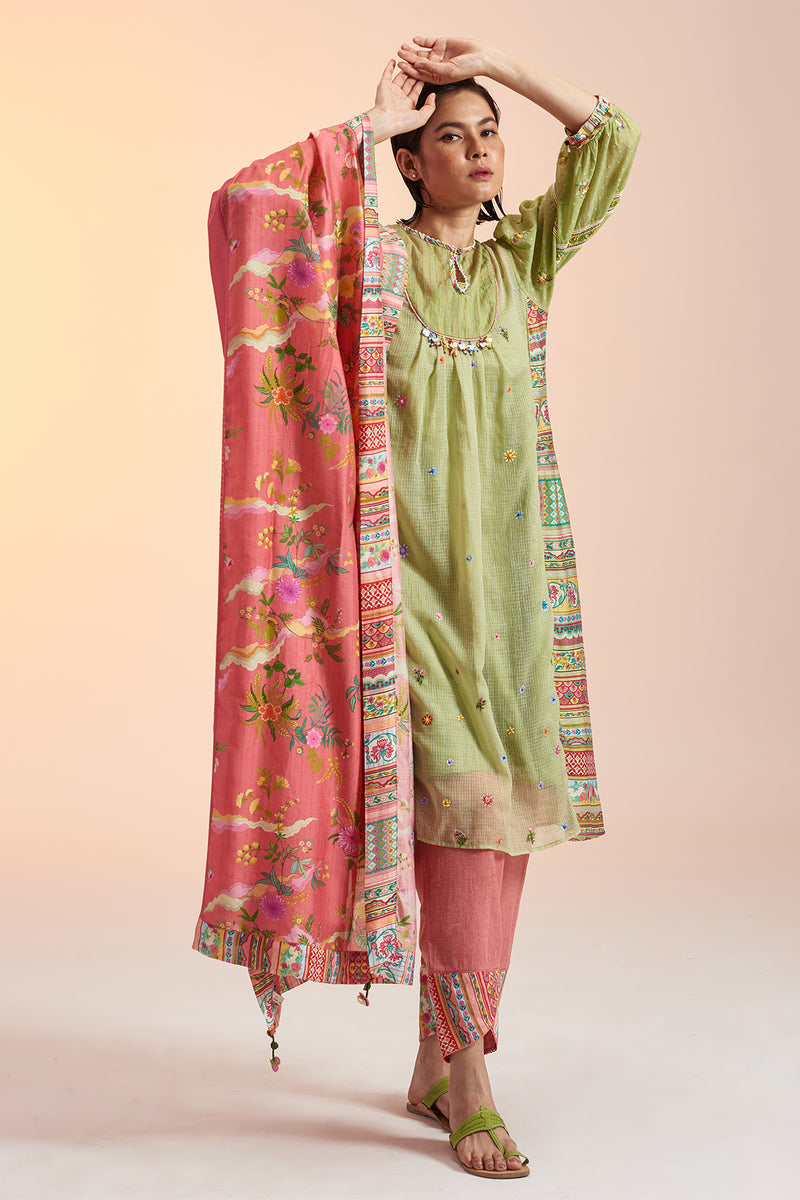 Panna Pintuck Yoke Kurta Set