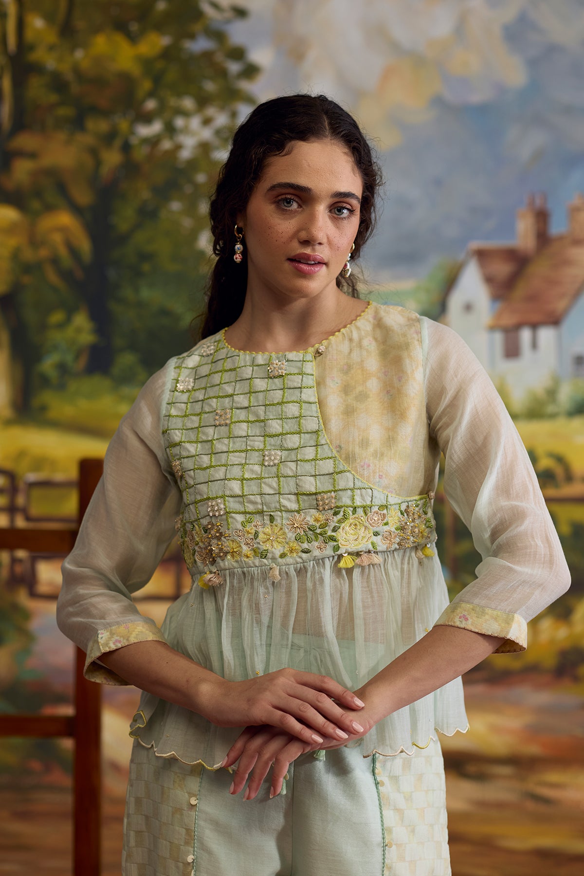 Meadow Chanderi Top