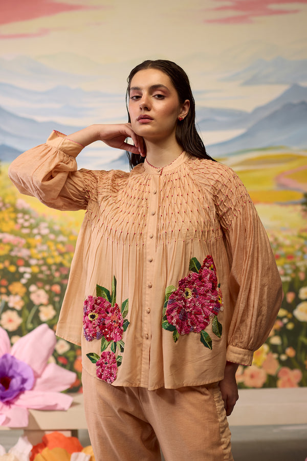 Sorbet Smocked  Shirt