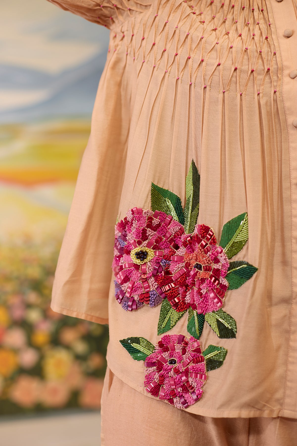 Sorbet Smocked  Shirt