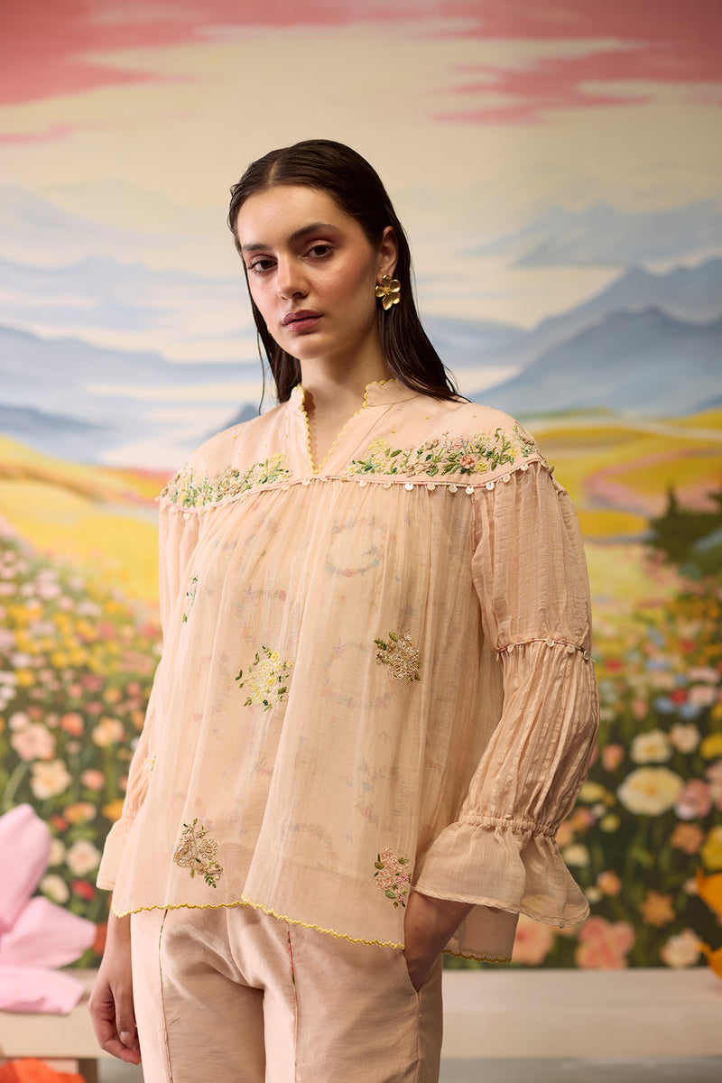 Sorbet Embroidered  Top