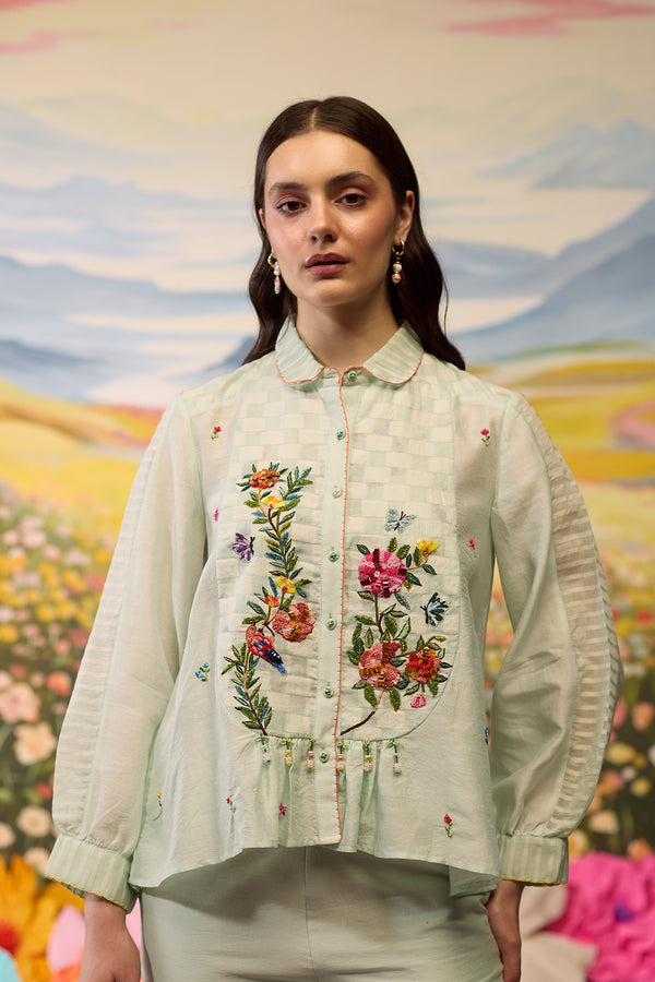 Meadow  Floral Embroidered Shirt
