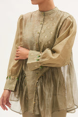 Pista Panelled Kurta Set