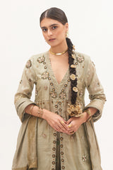 Pista Embroidered Kurta Set