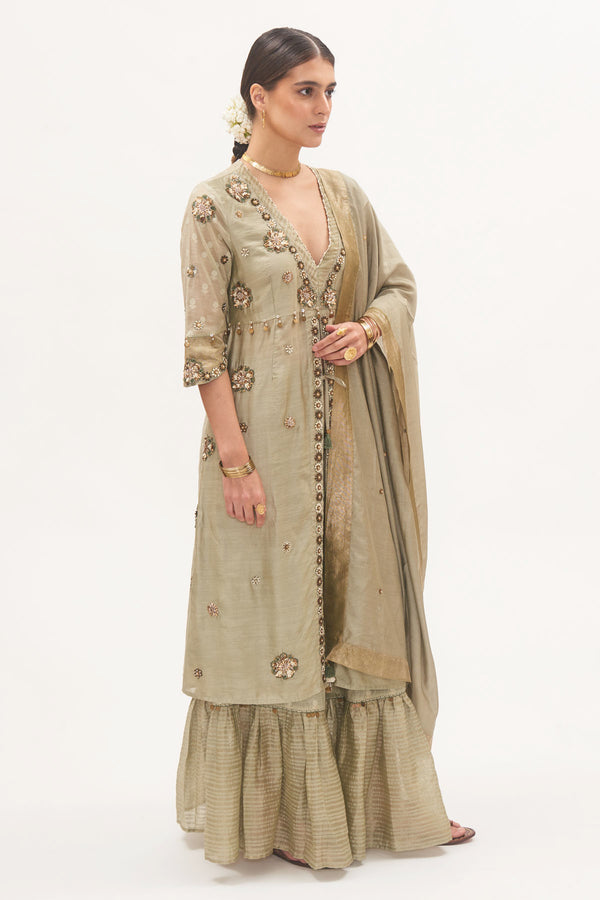 Pista Embroidered Kurta Set