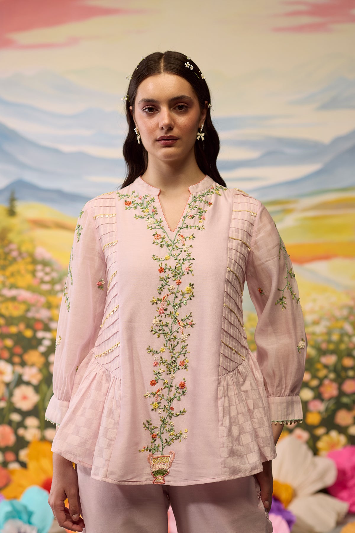 Lavender Embroidered Top
