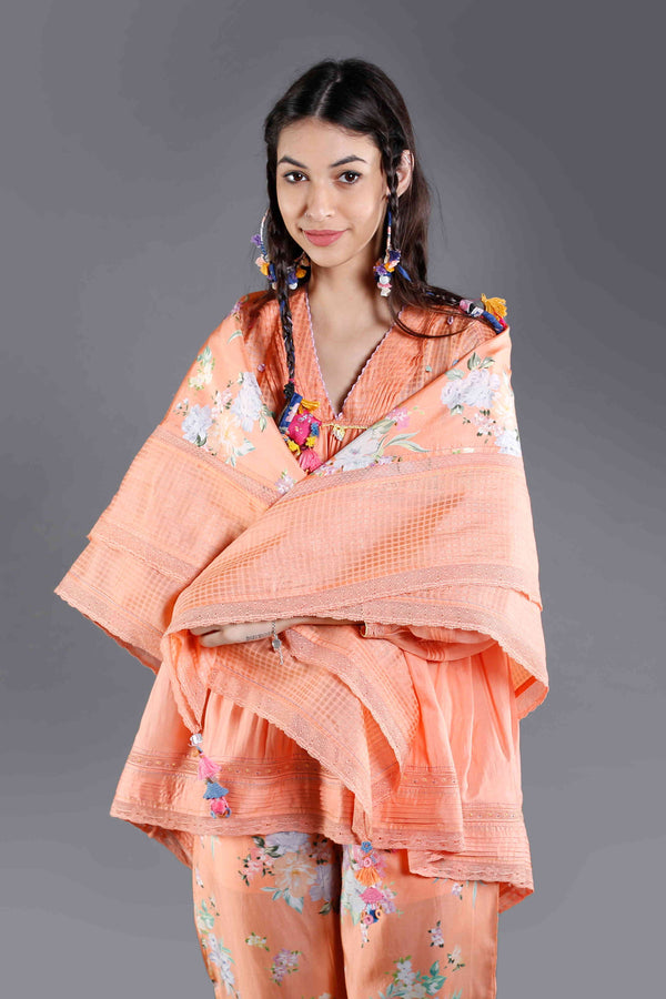 Kesar Marigold Floral Silk Scarf