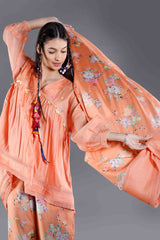 Kesar Marigold Floral Silk Scarf