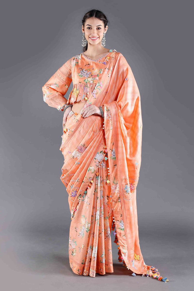 Kesar Orange Silk Saree