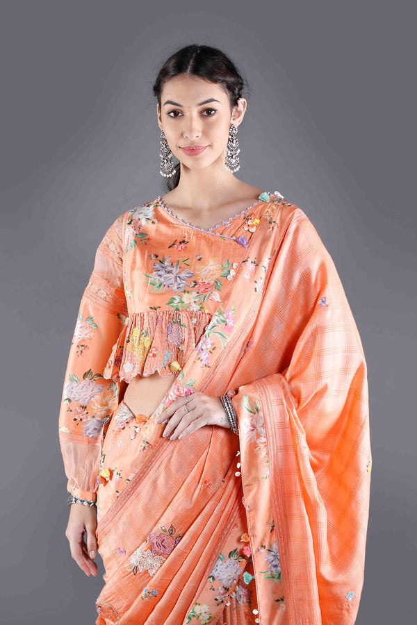 Kesar Orange Silk Saree