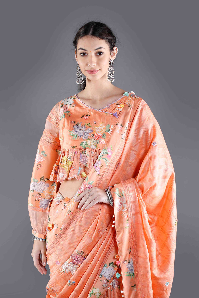 Kesar Orange Silk Saree