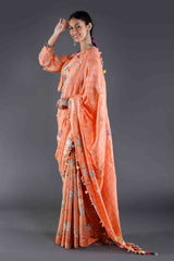 Kesar Orange Silk Saree