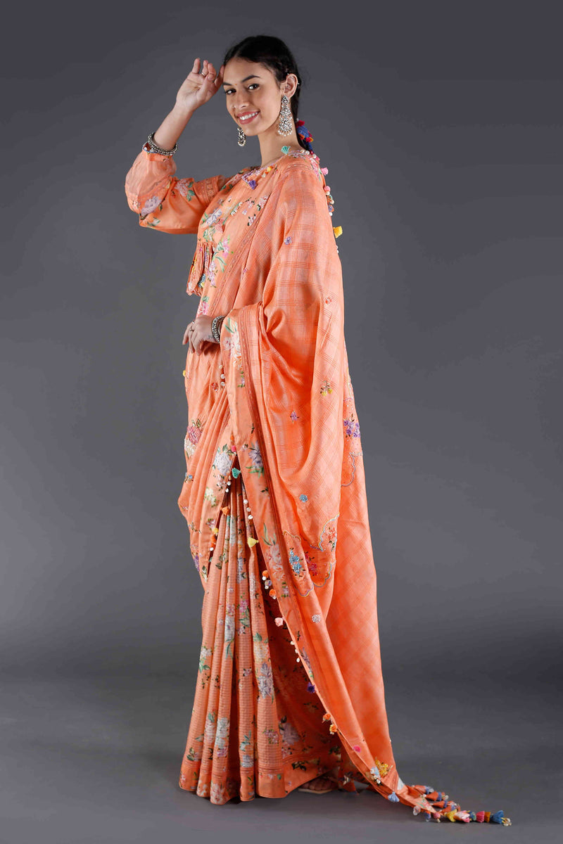 Kesar Orange Silk Saree