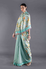 Bagaan Mint Floral Silk Saree