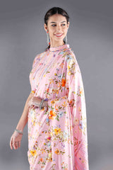 Gulaab Pink Floral Silk Saree