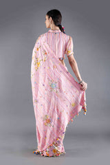 Gulaab Pink Floral Silk Saree